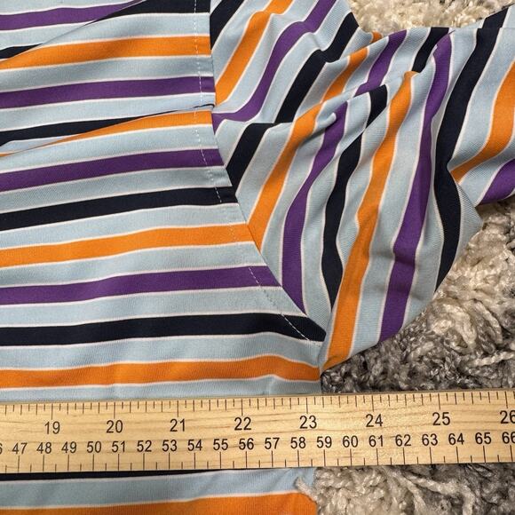 Walter Hagen Golf Shirt L Blue Stripe Polo Short Sleeve Poly Stretch - Picture 8 of 8